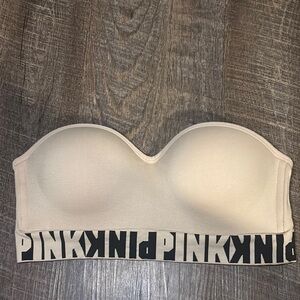 PINK Victoria's Secret Cream Strapless Bra